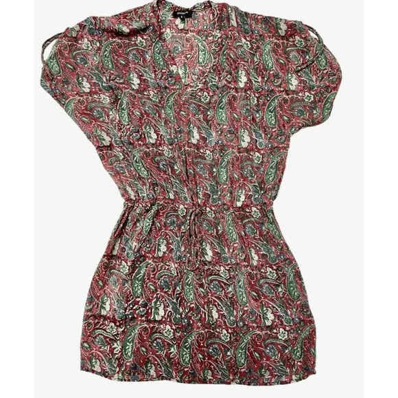 Tolani 100% Silk Dress Small Colorful Paisley Floral Drawstring Waist Mini - Picture 1 of 11